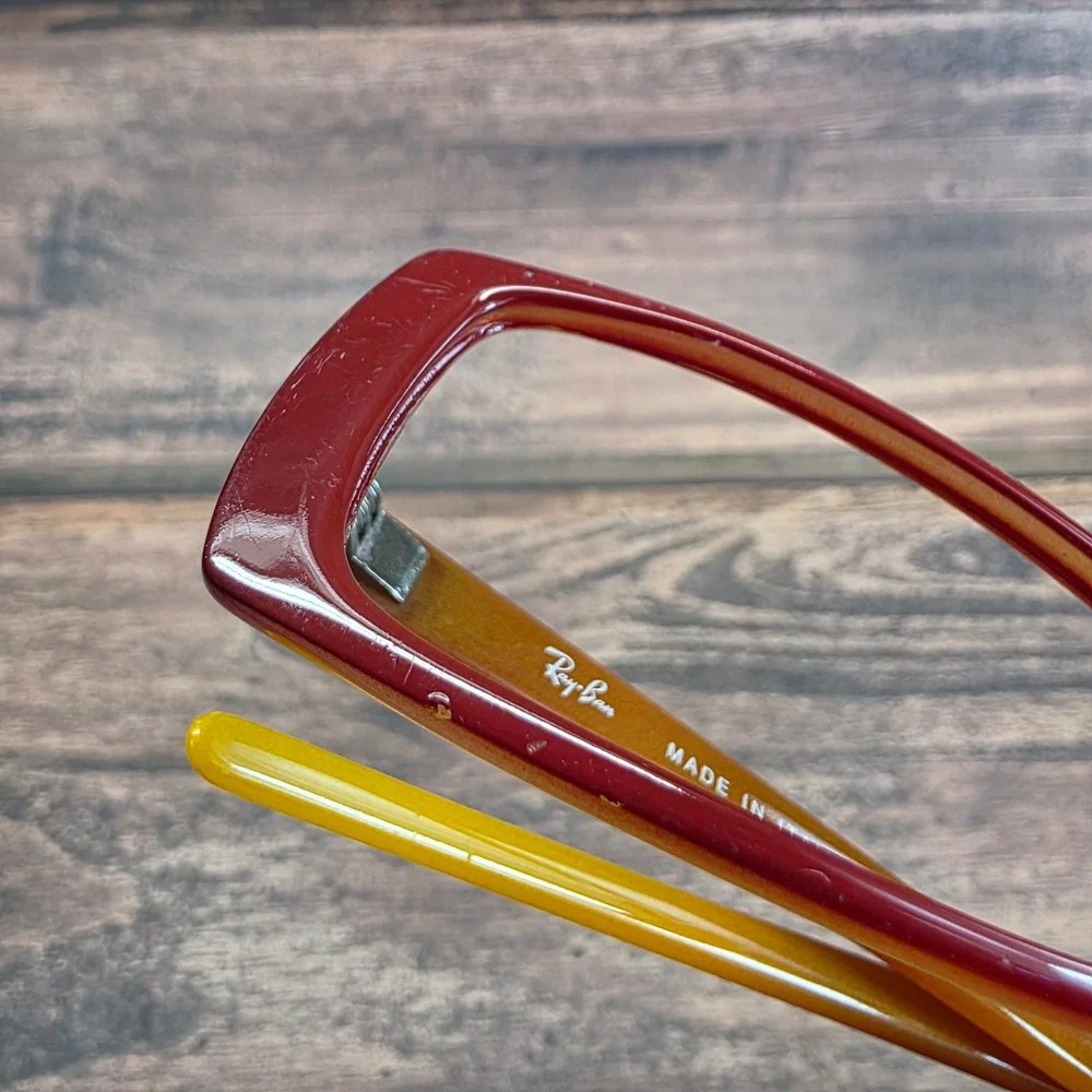 Ray-Ban RB 4058 681 Burgundy Amber Rectangular Eyeglass Frames Made in Italy